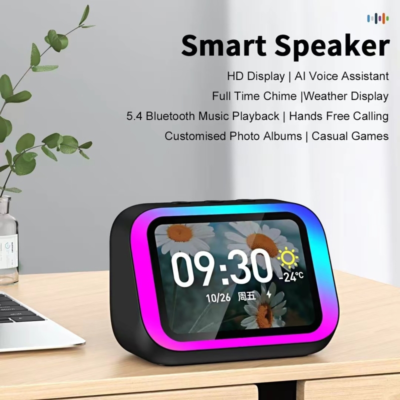Power Bank - AI-stemassistent Bluetooth-luidspreker met RGB-kleurenverlichting Wekker LED-scherm