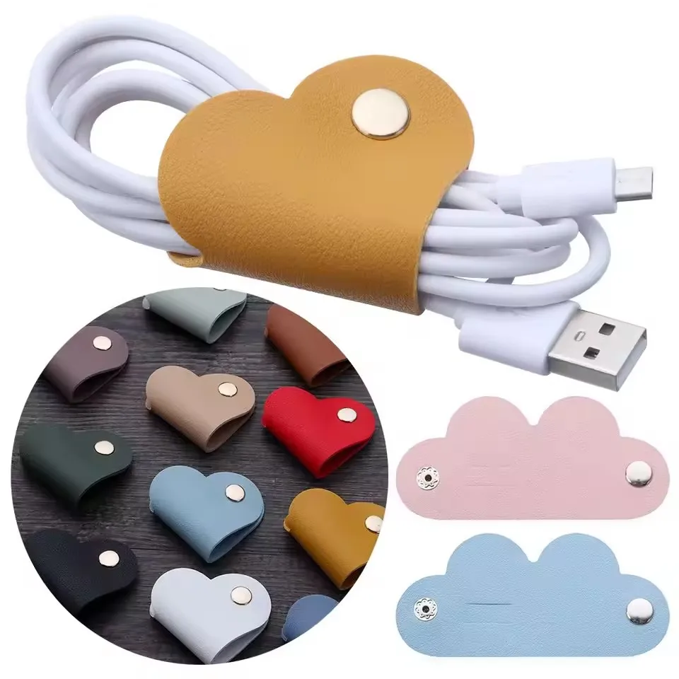 Cable Organizer - Multifunctionele telefoonkabelorganizer van PU-leer, voor het