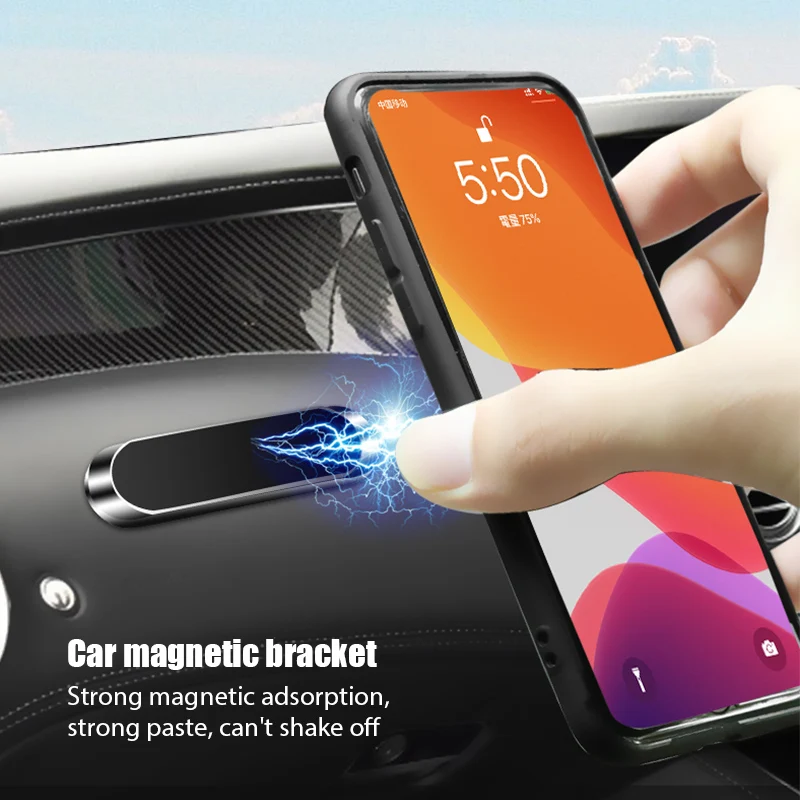 Phone Holder - Magnetische autotelefoonhouder, draaibaar, mini-stripvormig, metalen, sterke
